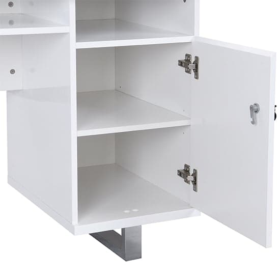 Sydney High Gloss Computer Desk In White With 3 Drawers Furniture in
