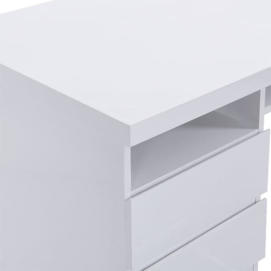 Sydney High Gloss Computer Desk In White With 3 Drawers Furniture in