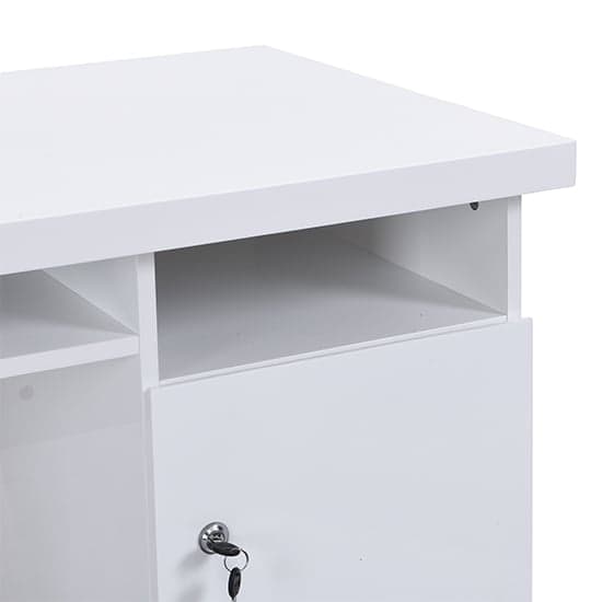Sydney High Gloss Computer Desk In White With 3 Drawers_10