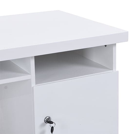 Sydney High Gloss Computer Desk In White With 3 Drawers Furniture in