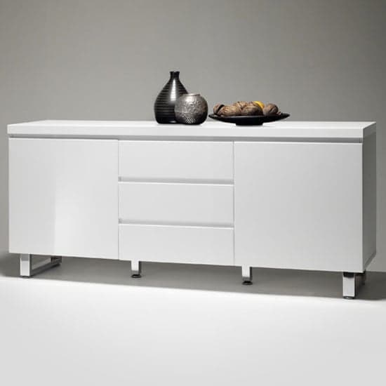 Sydney Large High Gloss Sideboard With 2 Door 3 Drawer In White_2