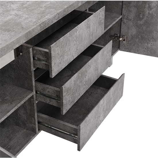 Sydney Large Sideboard With 2 Door 3 Drawer In Concrete Effect_7