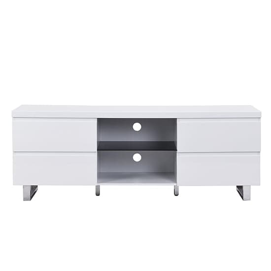 Sydney High Gloss TV Stand In White With 4 Drawers_4