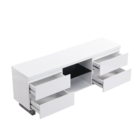 Sydney High Gloss TV Stand In White With 4 Drawers_5