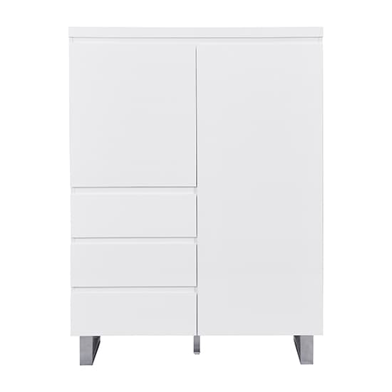 Sydney Highboard In White High Gloss With 2 Door And 3 Drawers_5