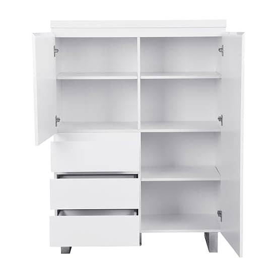 Sydney Highboard In White High Gloss With 2 Door And 3 Drawers_6