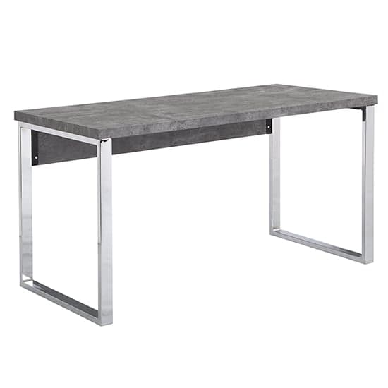 Sydney Wooden Laptop Desk In Concrete Effect With Chrome Frame_4