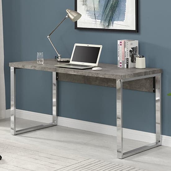Sydney Wooden Laptop Desk In Concrete Effect With Chrome Frame_1