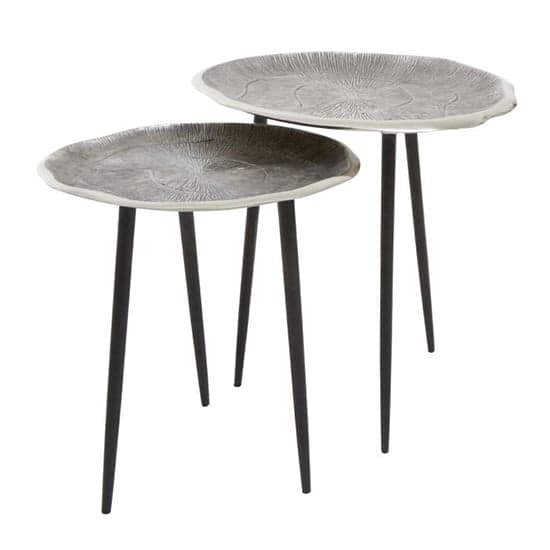 Sylva Metal Set Of 2 Side Tables With Black Legs In Silver_3