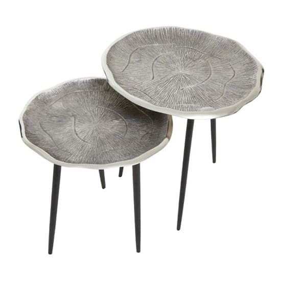 Sylva Metal Set Of 2 Side Tables With Black Legs In Silver_4