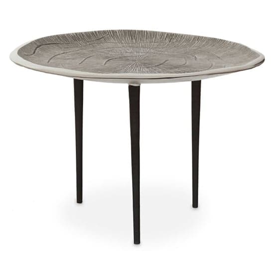Sylva Round Metal Coffee Table With Black Legs In Silver_1