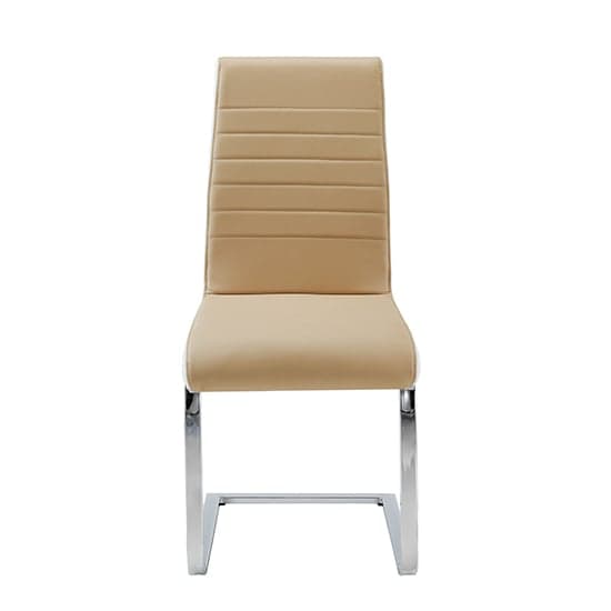 Symphony Faux Leather Dining Chair In Taupe And White_2