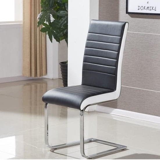 Symphony Black And White Faux Leather Dining Chairs In Pair_2
