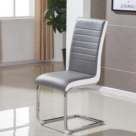 Symphony Grey And White Faux Leather Dining Chairs In Pair_2