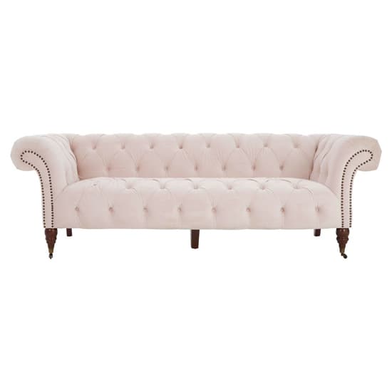 Syria Upholstered Fabric 3 Seater Sofa In Muted Pink_2