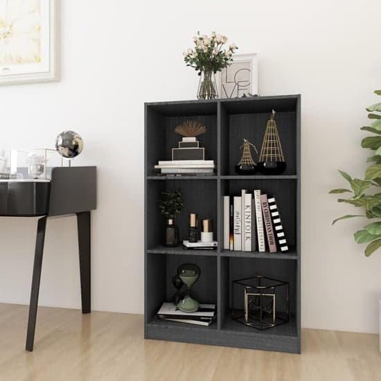 Taban Pinewood Bookcase With 6 Shelves In Grey_1