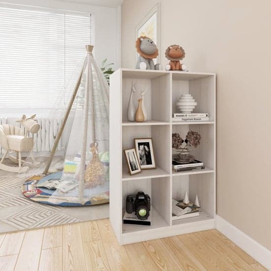 Taban Pinewood Bookcase With 6 Shelves In White_2