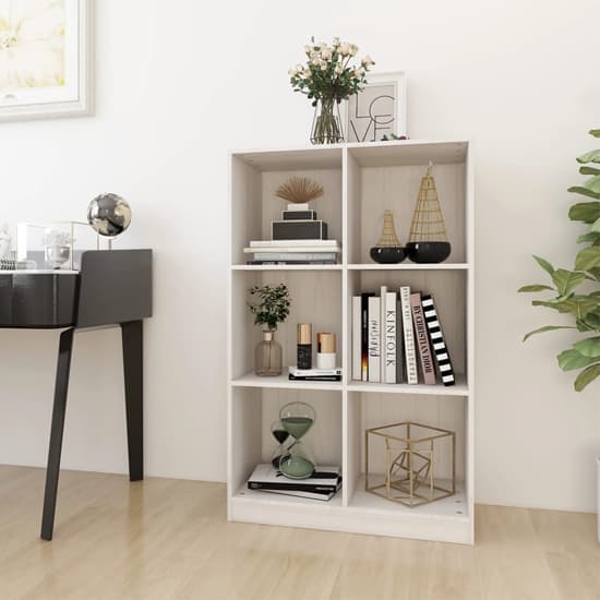 Taban Pinewood Bookcase With 6 Shelves In White_1