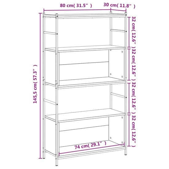 Tacey Wooden Bookcase With 2 Large Shelves In Black_5