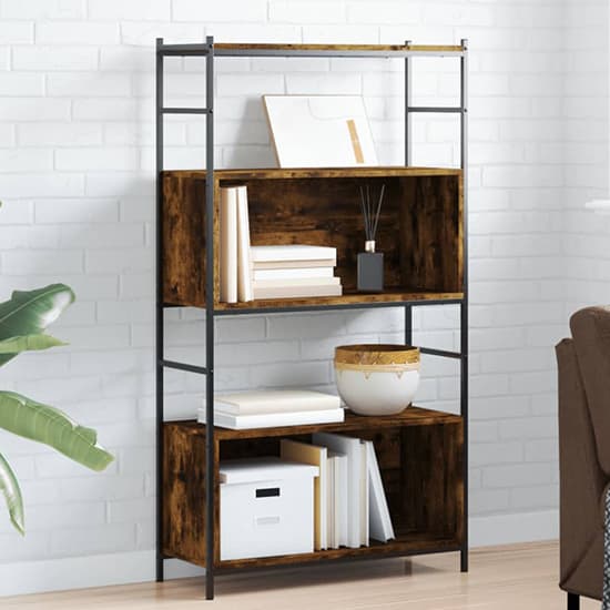 Tacey Wooden Bookcase With 2 Large Shelves In Smoked Oak_1