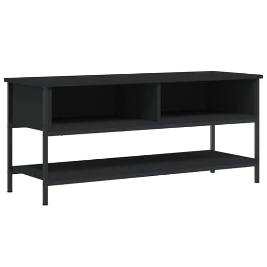 Tacey Wooden TV Stand With 2 Open Shelves In Black_2