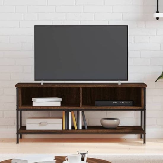 Tacey Wooden TV Stand With 2 Open Shelves In Brown Oak_1