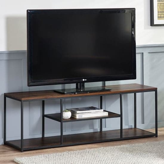 Tacita Wooden TV Stand With Shelves In Walnut_1