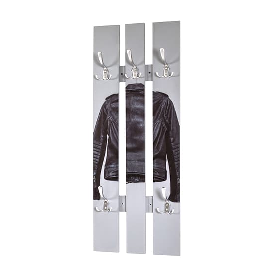 Tahoe Wooden Wall Hung 5 Hooks Coat Rack In Leather Jacket Print_2