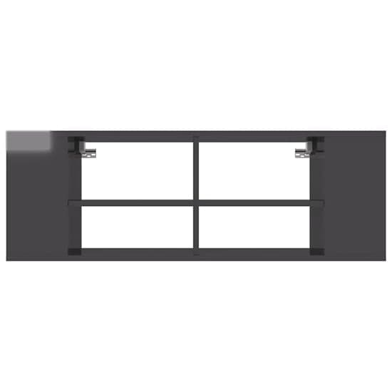 Taisa High Gloss Wall Hung TV Stand With Shelves In Grey_3