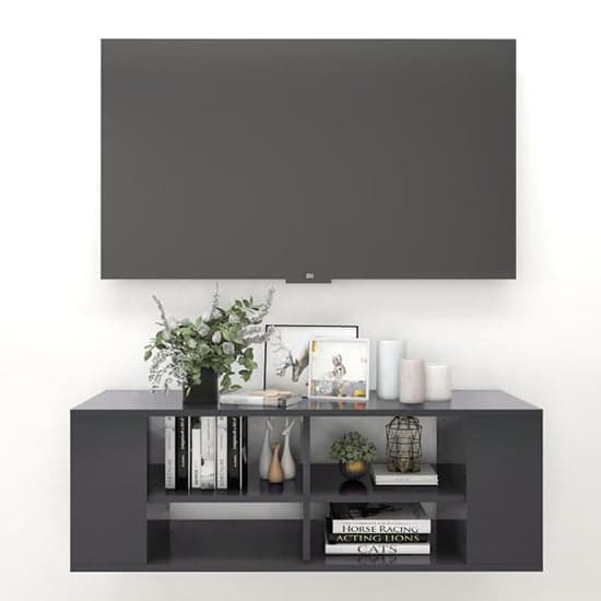 Taisa Wooden Wall Hung TV Stand With Shelves In Grey_1