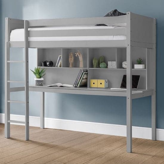 Takako Wooden Highsleeper Bunk Bed With Desk In Dove Grey_1