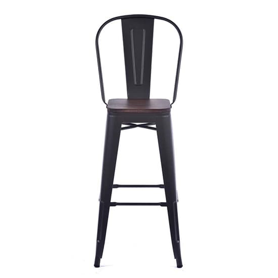 Talli Metal High Bar Chair In Black With Timber Seat_2