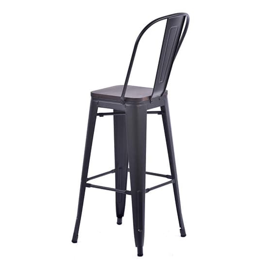 Talli Metal High Bar Chair In Black With Timber Seat_3