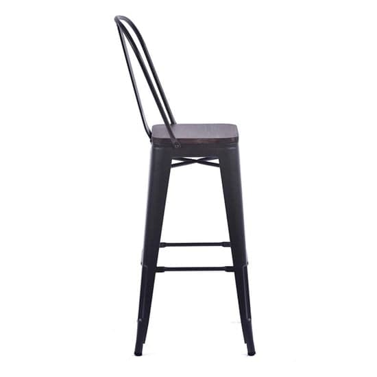Talli Metal High Bar Chair In Black With Timber Seat_5