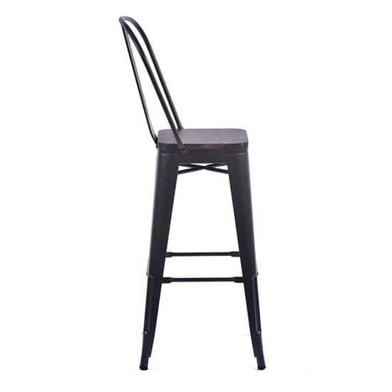 Talli Metal High Bar Chair In Black With Timber Seat Furniture in Fashion