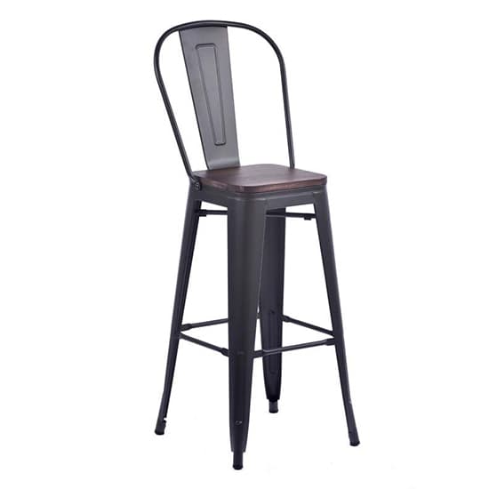 Talli Metal High Bar Chair In Black With Timber Seat_1