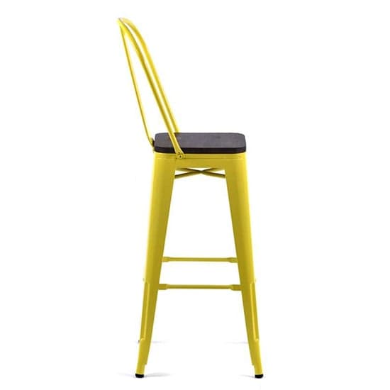 Talli Metal High Bar Chair In Yellow With Timber Seat_3