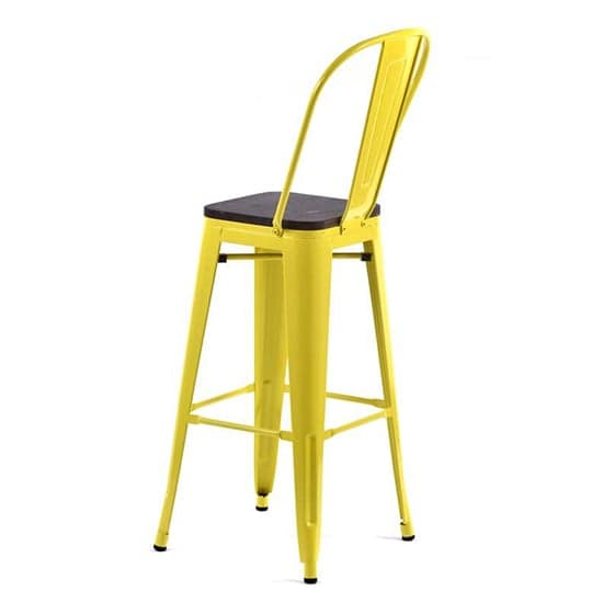 Talli Metal High Bar Chair In Yellow With Timber Seat_4
