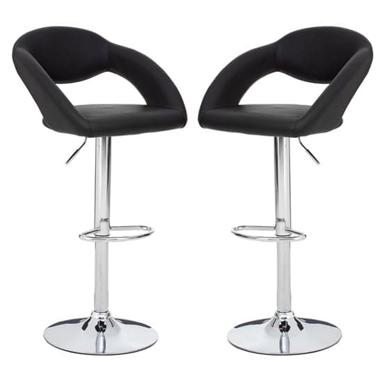 Talore Black Faux Leather Bar Chairs With Chrome Base In A Pair_1