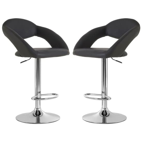 Talore Grey Faux Leather Bar Chairs With Chrome Base In A Pair_1