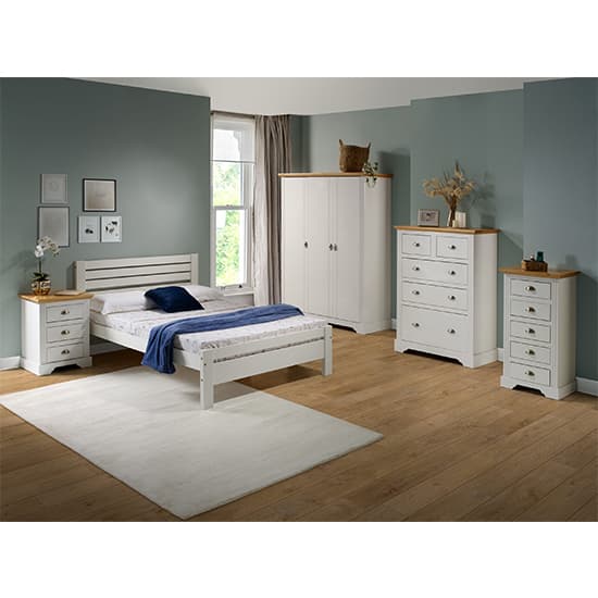 Talox Narrow Wooden Chest Of 5 Drawers In White And Oak_5