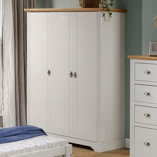 Talox Wooden Wardrobe With 3 Doors In White And Oak_1