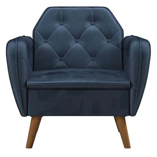 Taluka Memory Foam Velvet Armchair With Wooden Legs In Blue_3