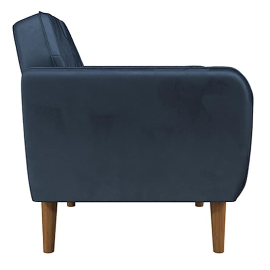 Taluka Memory Foam Velvet Armchair With Wooden Legs In Blue_4