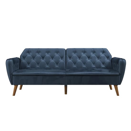 Taluka Memory Foam Velvet Sofa Bed With Wooden Legs In Blue_8