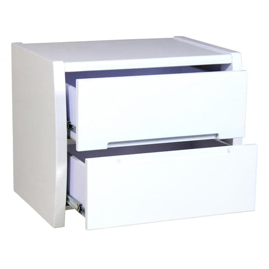 Tamsin High Gloss Bedside Cabinet With 2 Drawers In White