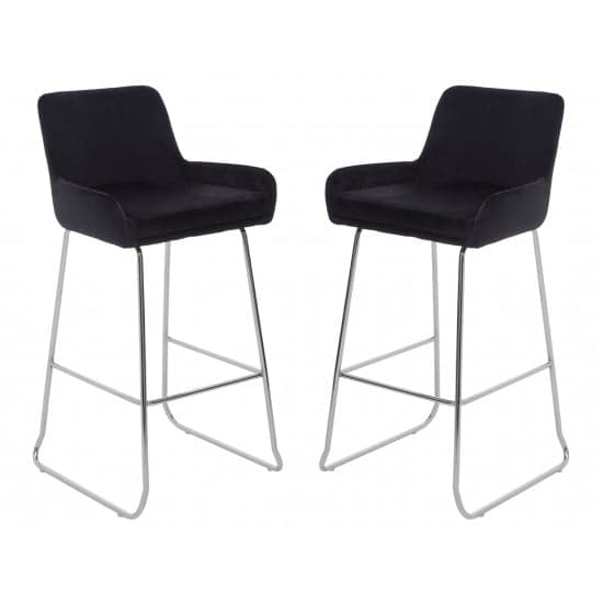 Tamzo Black Velvet Upholstered Bar Chair With Low Arms In Pair_1