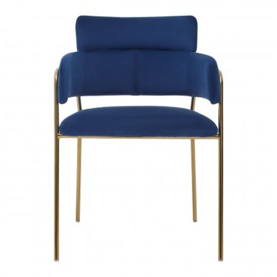 Tamzo Blue Velvet Dining Chairs And Gold Legs In Pair_3