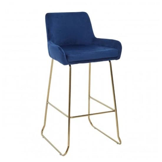 Tamzo Blue Velvet Upholstered Bar Chair With Low Arms In Pair_2