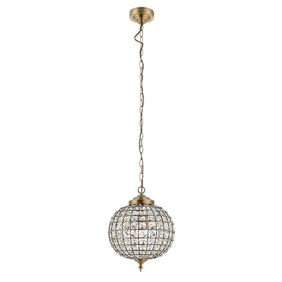 Tanaro Clear Glass Ceiling Pendant Light In Antique Brass_3